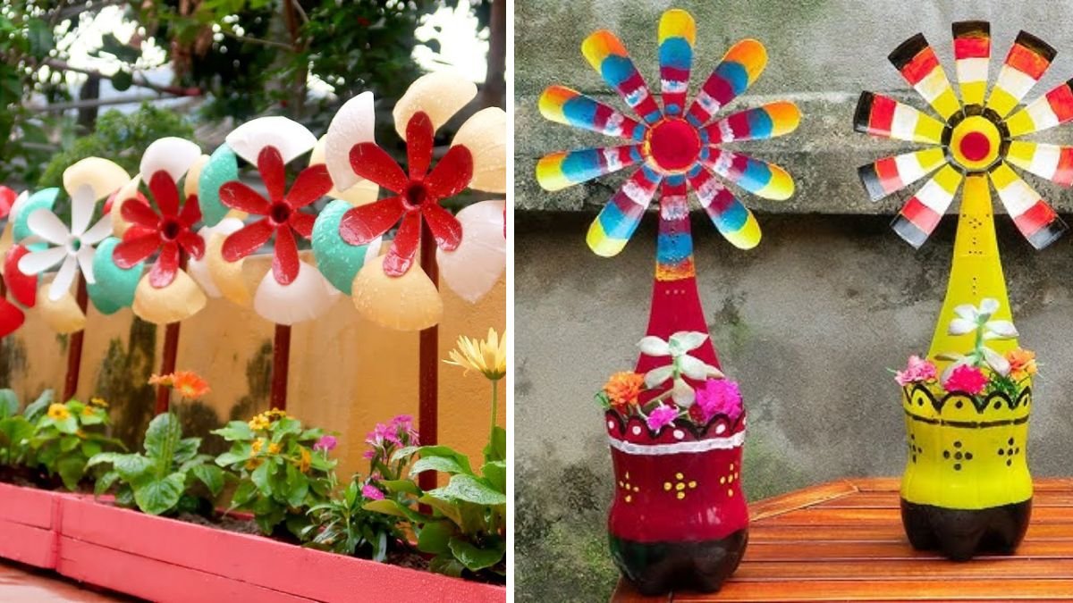 Great Idea, Artistic and Colorful Gardens from Plastic Bottles
