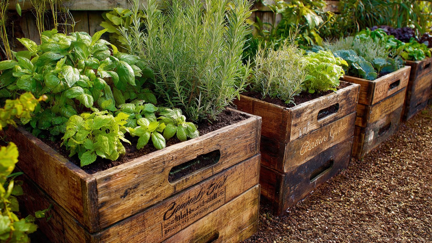 How Can You Transform Old Wine Crates Into a Chic Herb Garden?