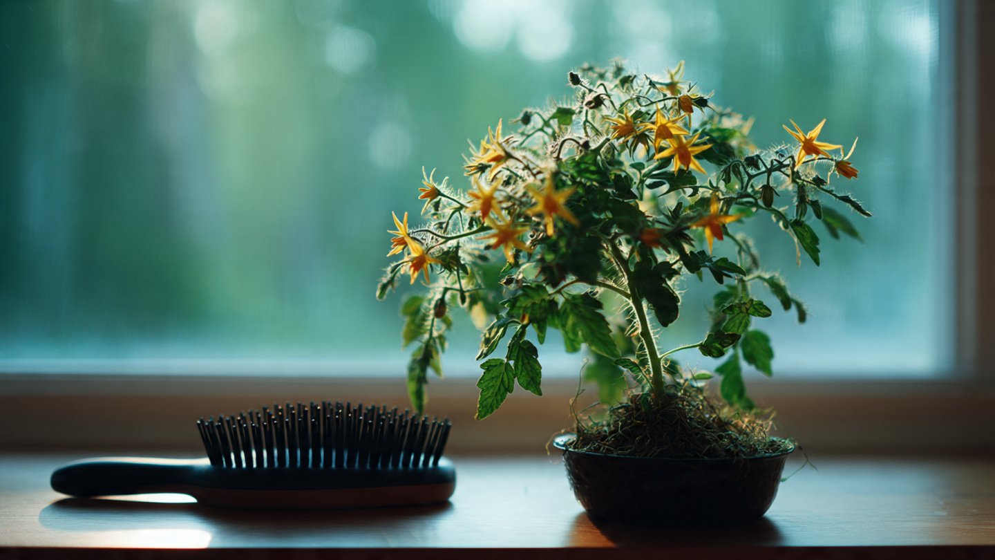 How Can a Hairbrush Transform Your Indoor Tomato Flower Growth?